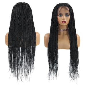 Miz Barn 360 Full Lace Front Knotless Braided Wig, 26 Inch Handmade Synthetic Lightweight Box Braid Wig Twist Braided Wig With Baby Hair Swiss Lace Braids Wigs For Black Women (26", 1B#)