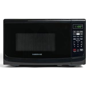 Farberware 0.7 Cu. Ft. Countertop Microwave Oven  700 Watts Power, Auto Cook Settings, Defrost, Easy Clean and Child Safety Lock - Black