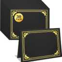 30 Packs Certificate Holders, Black Certificate Covers, Diploma Holders, Certificate Folders with Gold Foil Border for Letter Size 8.5" x 11" Certificates, Diploma, Documents, Award Cover