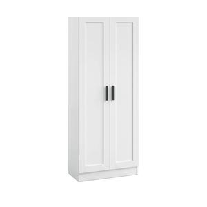 Panana Wooden Storage Cabinet, Narrow Pantry Cabinets Free Standing Tall Storage Cabinet with 2 Doors and Shelves (White)