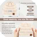 Beanies Hat for Women & Men,Warm Soft Knitted Beanie Unisex Cuffed Hat for Winter Fleece Lined Hats Snow Cap (White)