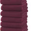 TENSTARS Silk Hemming Hand Towels for Bathroom - Quick Drying - Ultra Soft Microfiber Absorbent Towel for Bath Fitness, Gym, Shower, Hotel, and Spa - 16x28 Inch | Set of 6, Burgundy