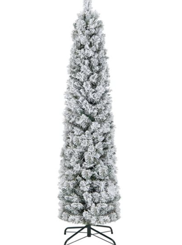 6-ft Pre-Lit Slim Christmas Tree Flocked Decoration