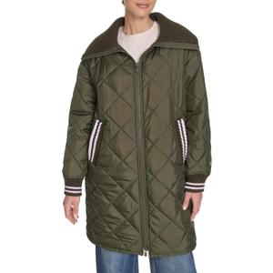 Champion Women's Mid-Length Diamond Quilted Shawl Collar Jacket, Olive, Large