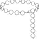 LIMHOO Metal Waist Chain for Women Chunky Belly Link Chain Belt for Dresses (S: Length 105cm (41.3in), O-ring Silver)