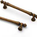 Asidrama 10 Pack 5 Inch(128mm) Antique Brass Kitchen Cabinet Handles, Vintage Retro Cabinet Pulls Kitchen Cabinet Hardware for Cupboard Drawer Pulls (5" Hole Center)