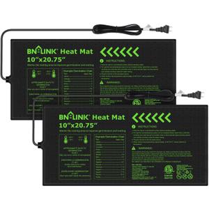 BN-LINK Durable Seedling Heat Mat for Seed Starting 10" x 20.75", 2 Pack Waterproof Warming Mats Plant Heating Pad for Seed Germination, Indoor Growing, Hydroponic, Greenhouse, ETL Listed