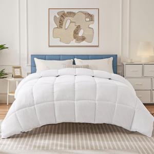 DUMOS Comforter and Duvet Insert Queen Size, 88" x 88" All Season Alternative Duvet Insert with Corner Tabs, Machine Washable Quilted Hotel Comforter, Bedding for Women/Men, White