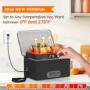 Portable Oven, 12V 24V 110V-240V Car Food Warmer Portable Personal Mini Oven Electric Heated Lunch Box for Meals Reheating & Raw Food Cooking for Road Trip/Camping/Picnic/Family Gathering(Black)