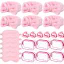 24pcs Sleepover Party Supplies for Woman Spa Slumber Party Favors Spa Headband Plush Sleep Eye Mask Hair Claw Clips Clear Cosmetic Bags for Weekend Trip Graduation Gifts(Pink)