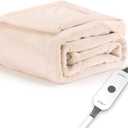 Sunbeam Electric Throw Royal Posh Velvet Heated Blanket, 4 Heat Settings, 4-Hour Auto Shut-Off, Fast Heating, Lush, Silky, and Ultra Comfy, Champagne Color, 50" x 60"