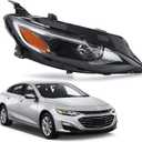 Halogen Headlights Assembly Compatible with 2019-2025 Chevy Malibu RS/LS/LT w/Bulb Right Passenger Side OE Fit Headlamp Replacement 84680166