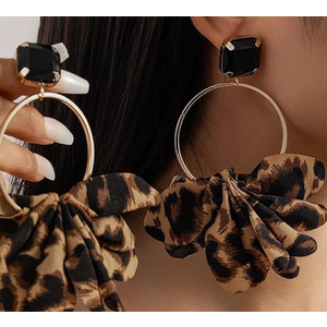 Chunky Leopard Dangle Drop Earrings for Women Statement Leopard Print 80/90s Earrings Exaggeration Cloth Costume Jewelry Gift