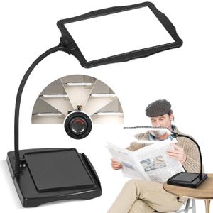 Magnifying Glass with Light and Stand 50 Ultra-Bright LEDs Large Magnifying Lamp 360 Flexible Gooseneck Magnifying Glass with Stand Hands Free Magnifier Glasses for Sewing Reading Crafts Seniors