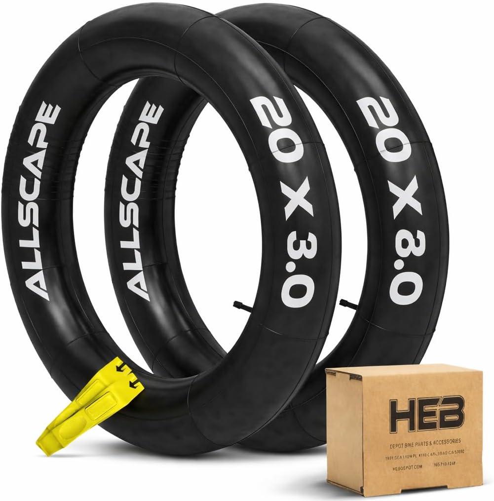 HEB - Heavy Duty Bike Tube for Ebike Tires - Puncture Resistant Inner Tube for 20x4 / 26x4 Bike Tire, Fat Tire Tube, MTB, 20 inch x 4.0 inch and 26 inch x 4.0 inch Bike Tubes