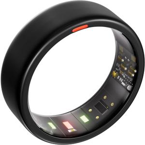 Smart Ring for Women Men- Sleep/Fitness/Stress/Heart Rate Tracker- Menstrual Records - 7 Days Battery Life - Wireless Charging - No APP Subscription - iOS & Android Compatible (Black, Size 8)