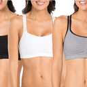 Fruit of the Loom Women's Spaghetti Strap Cotton Sports Bra-All-Day Comfort (38, Grey With Black/White/Black)