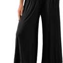 ODODOS Women's Wide Leg Palazzo Lounge Cropped Pants with Pockets Light Weight Comfy Pajama Capri Pants-20/22"/ 24" Inseam (X-Large, Black)