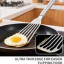 KSENDALO One-Piece Stainless Steel Fish Spatula  Flexible Slotted Turner with Thin Angled Blade and Hollow Grip, Ideal for Fish, Eggs, Omelettes, Safe for All Cookware