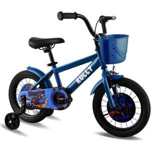 RULLY Dinosaur Kids Bike for Ages 2-7 Years Old Boys, BMX Style Kid's Bikes with Training Wheels, Children Bicycle for Kids and Toddler, s (Blue)