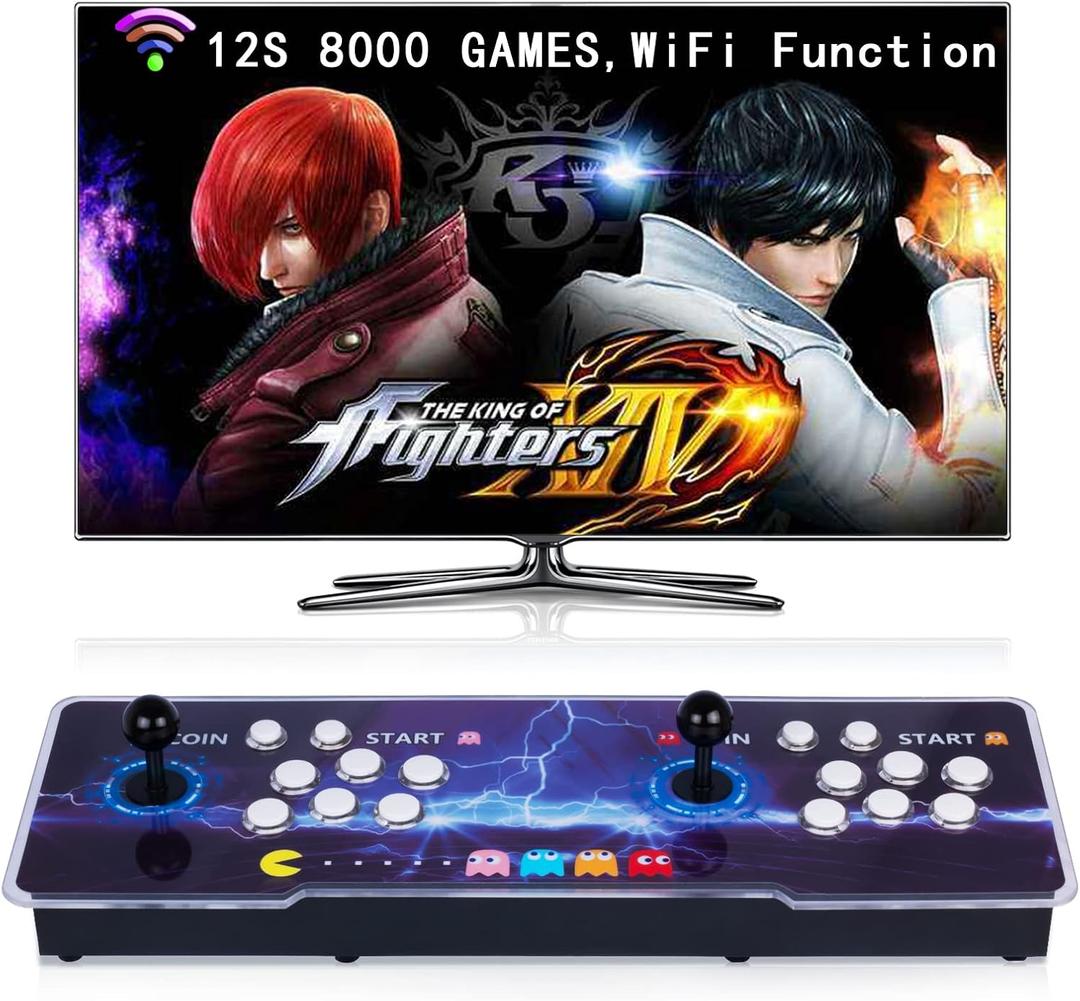 RegiisJoy 8000 Games in 1  Arcade Game Console WiFi Function Pandoras Box 12S, Download/Save/Pause/Hide/Search Games, 1280x720, 4 Players, 3D