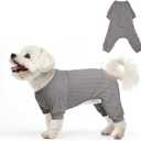 SCENEREAL Dog Sweaters Pajamas for Small Medium Large Dogs, Soft Four-Legged Apparel Dog Sweater Pjs, Warm Puppy Clothes Winter Coats, Onesie Jammies Outfits for Doggie Cats, Grey XS (XS(Chest 15"))