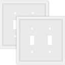 Double Toggle Light Switch Cover Plate White Classic Decorative Light Switch Plates Cover 2 Gang Wall Plate Switch Cover, 2 Pack