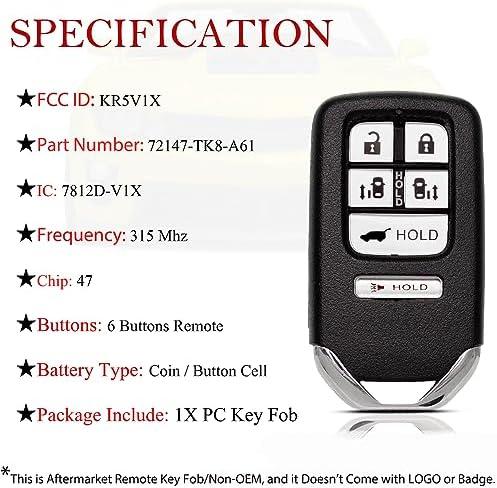 MechanMagic Key Fob Remote Replacement Fits for Honda Odyssey 2014 2015 2016 2017 KR5V1X Keyless Entry Remote Control 72147-TK8-A61 7812D-V1X 6 Button 47chip