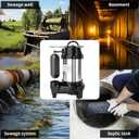 LANCHEZ 1/2 HP 5200 GPH Submersible Sump Pump Cast Iron and Stainless Steel with Integrated Vertical Float Switch, Sewage/Effluent Pump for Basement, Basin, Sewage System, 1-1/2" NPT Discharge