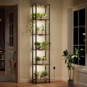 Bstrip Plant Stand Indoor with Grow Light, 81.3" Tall Indoor Plant Shelf, 6 Tier Flower Stand with Plant Light Full Spectrum, Metal Plant Holder with Light, lighted Plant Rack for Home, Corner, Patio
