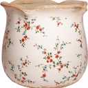 Ceramic Pots for Plants, Vintage Plant Pot with Drainage Hole, 6.11in. Planter for Indoor Plants, Crackle Glaze Finish Flower Pot, Perfect Tuscan Ceramic Planter for Gardening, Small Red Blooms