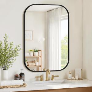 Bathroom Mirror for Wall, Black Bathroom Vanity Mirror for Over Sink 24 x 36, HD Reflection Shatterproof Mirror for Living Room Bedroom Entryway, Metal Frame Rectangular Shape
