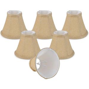 Wellmet Small Lamp Shade,ONLY for Candle Bulbs,Clip-on Drum Lamp Shades,Set of 6, 3x6x5 Inches (Linen)