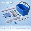 Mitclear Professional Window Cleaning Kit, Include Compact Cleaning Bucket 3 Gallon, Silicone Squeegee, Microfiber Scrubber, Cloth, All-in-one Window Cleaning Supplies, Commercial & Household Use