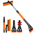 BFONS Ice Scrapers for Car Windshield, 2in1 Snow Scraper and Snow Brush for Car SUV Truck, Car Ice Windshield Scraper for Ice and Snow with 360° Pivoting Brush and Ergonomic Foam Grip Orange