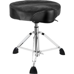 AKLOT Saddle Drum Throne, Hydraulic Druming Throne, Heavy Duty Seat, Height Adjustable Plush Chair, Motorcycle Style Drum Stool for Adults Drummers Grey
