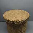 Vintage Woven Storage Basket with Scalloped Lid - Handwoven Water Hyacinth Laundry Hamper for Clothes, Blankets, Toys Organizing - Natural Wicker Basket with Lid (Large Round)