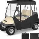 Golf Cart Enclosure 2 Passenger for Club Car Precedent 2 Seater Open Front Windshield 3-Sided Clear Windows Waterproof Transparent Driving Rain Covers Roll-up Door Black (with Seat Blanket)