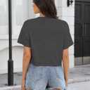Binshre Womens Short Sleeve Crops Tops Summer Graphic Tees Crew Neck Cropped T Shirts Casual Loose Fit Blouse (S)