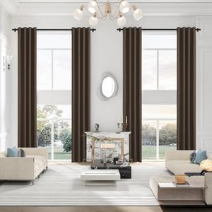 Extra Long Curtains, Room Darkening Grommet High Ceiling Blackout Curtains for Living Room (1 Panel, Brown, 52"x168") (52"W x 168"L (Pack of 1))