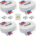 ANNKE 30M/100ft BNC Cable, Video Power Extension Surveillance Camera Cables for CCTV Security DVR System Installation, Free 8X BNC Connectors and 100pcs Cable Clips Included, 4 Pack, White