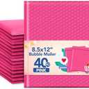 GSSUSA Pink Bubble Mailers 8.5x12 Padded Envelopes 40 Pack Self-Seal Packaging Bags, Small Business Supplies, Padded Mailers, Bubble Envelopes, Mailing Bags, Packaging for Small Business,Pink