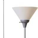 LIGHTACCENTS Mary Torchiere Floor Lamp  Silver Standing Lamp with White Shade and Rotary Switch, Modern Pole Light for Living Room, Bedroom, Office, or Dorm  Slim Minimalist Design (Gray)