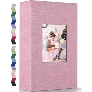 popotop Photo Album 4x6-300 Photos Linen Cover Photo Books with 300 Horizontal Pockets,Slip-in Picture Albums for Family Wedding Anniversary Baby Vacation Pictures (Pink)