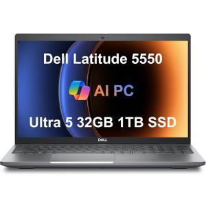 Dell Latitude 5550 5000 Business AI PC Laptop (15.6" FHD Anti-Glare, Intel 12-Core Ultra 5 125U (Beat i7-1355U), 32GB DDR5 RAM, 1TB SSD) Backlit, FHD RGB Webcam, Thunderbolt 4, Ethernet, Win 11 Pro