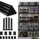 Thyle 4 Pack 36'' Wire Shelving Posts with 50 Clip, Chrome Steel, Black