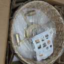Caged Rattan Ceiling Fans with Lights,Boho Flush Mount Ceiling Fan with Light,Wicker Cage Ceiling Light Fixture,4-Light Farmhouse Bohemian Ceiling Lamp for Kitchen Bedroom Hallway