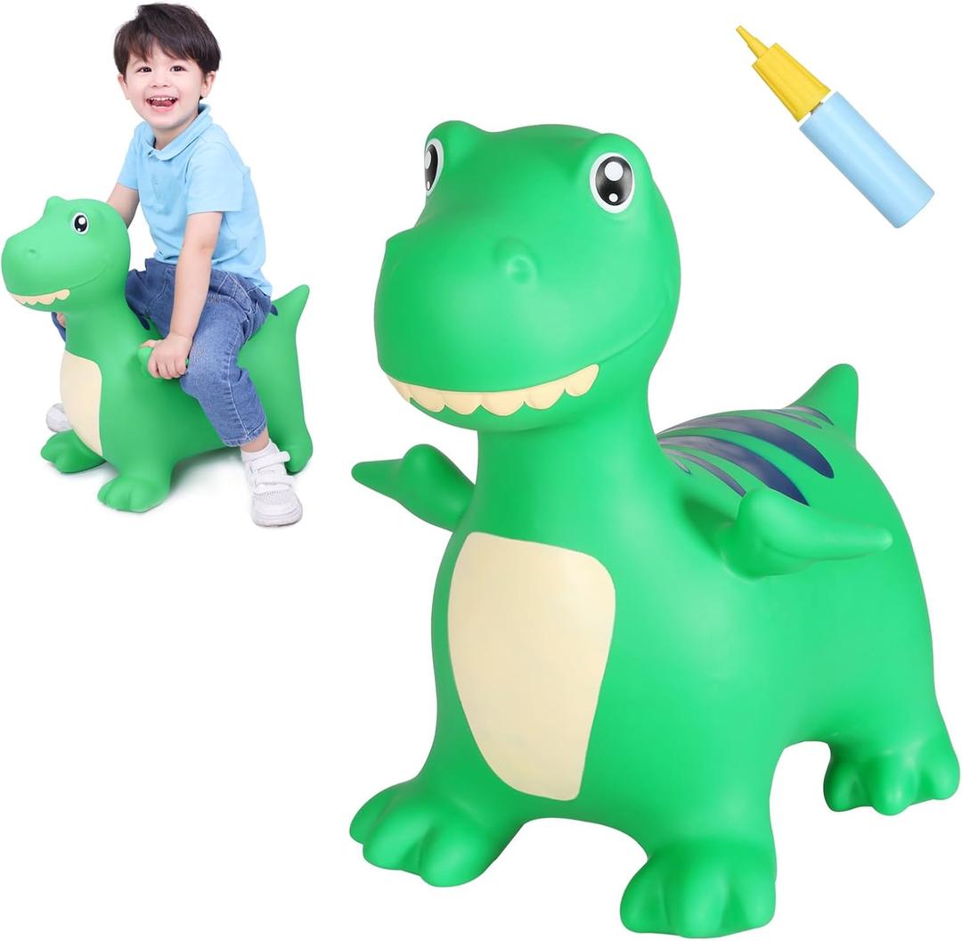 INPANY Bouncy Horse, Dinosaur Hopper Toys for 2 Year Old Boy, Toddlers Bouncing Animal, Inflatable Hopping Buddies for Kids, Ride on Rubber Bouncer, Indoor Outdoor Birthday Gifts Toy for 3 4 Yr Girl