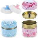 ASUNFO 2 Pcs Body Powder Puff and Container Large Fluffy Powder Puffs with Case Empty Bath Dusting Powder Box for Women Baby Beach Travel Home Pink & Blue