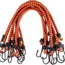Bungee Cords - 10-Pack Rubber 18-Inch Cordage with Heavy-Duty Vinyl-Coated Hooks and Fabric Wrapping by Stalwart (Red)